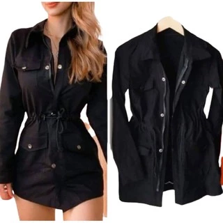 Parka Bengaline Blusa Feminina Botoes Casaco Sobretudo Moda Atual