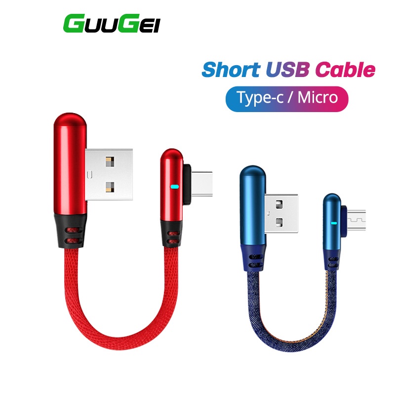 GUUGEI 2.4A Cabo De Carga Rápida Micro USB/Type-C Curto Para Telefone Android P20 P30 Mate 20 Pro Carregador Rápido (0.25m)