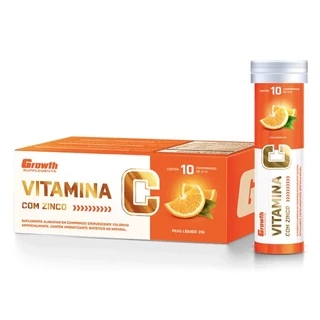 Vitamina C + Zinco Efervescente Tubete c/ 10 tablets - Growth Suplementos