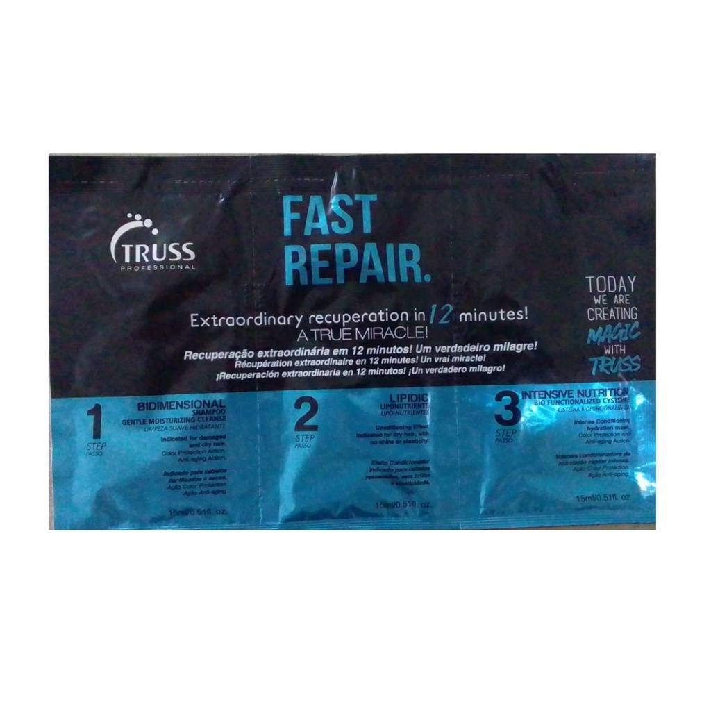 KIT FAST REPAIR 3 PASSOS SACHÊ 15ML CADA TRUSS | Shopee Brasil