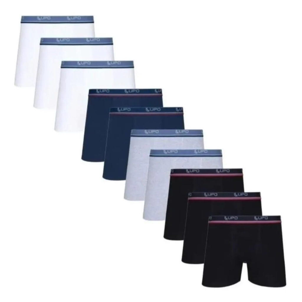 Kit 10 Cuecas Boxer Lupo Em Algodão Masculina Original