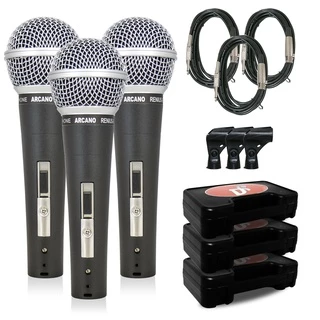 Kit 3 microfones dinâmicos Arcano Renius-8 com fio XLR-P10