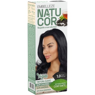 Tinta de cabelo natucor naturalmente confiante chá preto preto natural 1.0 kit completo