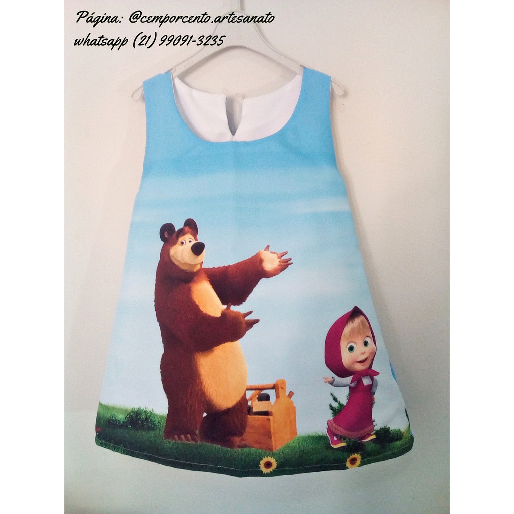 Roupa temática Masha e o Urso modelo trapézio | Shopee Brasil