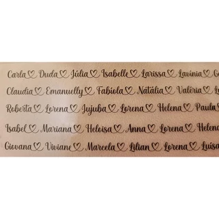 50 Nomes personalizados em transparência para uso em resina