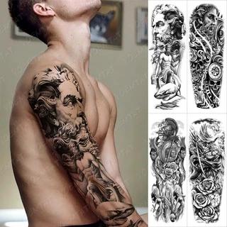 Estátua De Tatuagem Manga Braço Grande Anjo Guerreiro Tatto Adesivo Rose Samurai Corpo Arte À Prova D 'Água Temporária Completa Falso Tatoo Dos Homens Das Mulheres