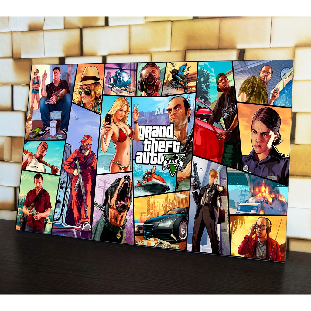 Quadro Decorativo A3 GTA V FIVE, GAMER, games, jogo