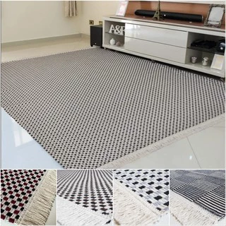 Tapete Tear 100% Algodão Cinza / Cru /preto 2.00m X 1.40m