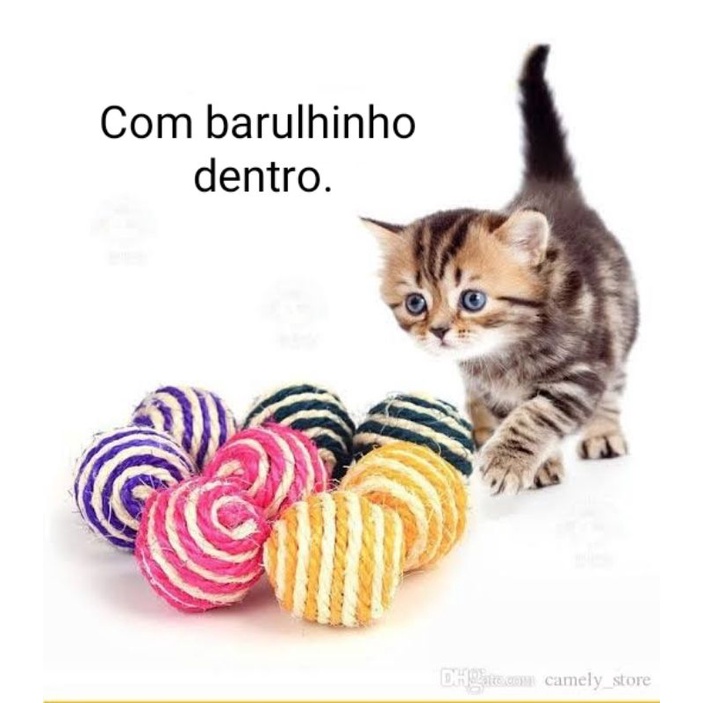 2 Bolinhas de Sisal para gato com barulho
