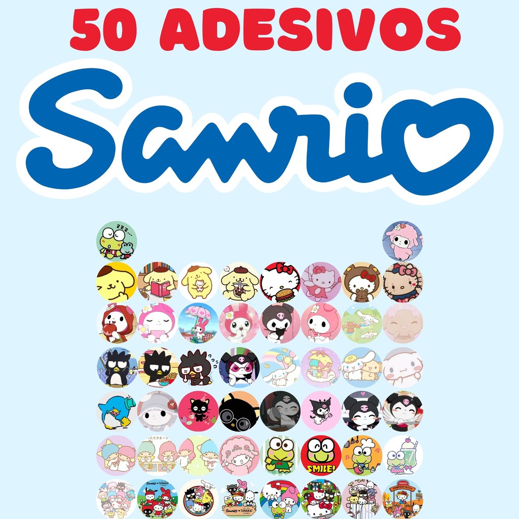 Adesivos My Melody fofos Sanrio Kawaii Kuromi 50 peças de adesivos
