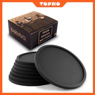 Porta Copos , Jogo De silicone Redondo 6 Peças Preto Almofada de copo