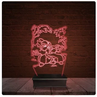 Abajur Luminária Acrílico Led - Coelhos Felizes