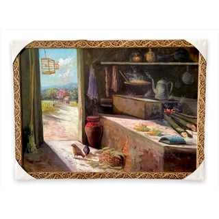 Quadro Decorativo Casa Roça Fogão Lenha Animais 50x70cm