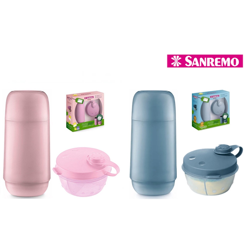 Conjunto Passeio com Garrafa Térmica 250mL e Pote para Leite em Pó 280mL Sanremo