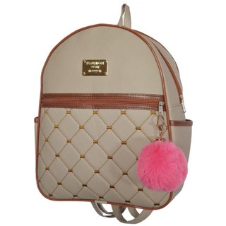 Mochila Feminina Bordada Acabamento Impecável Pompom Brinde Envio Imediato