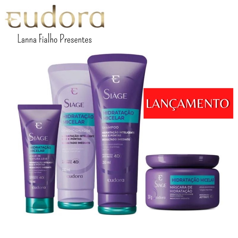 Eudora Siàge Hidratação Micelar (Shampoo 250ml, Condicionador 200ml, Máscara Capilar250ml ou Leave-in 100ml)