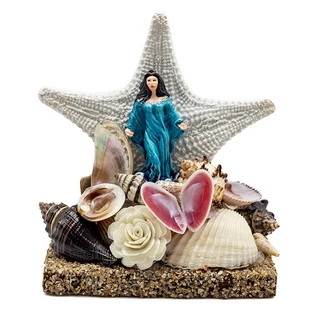 Iemanja Rainha do Mar Nossa senhora Estatueta Com Base Das Conchas