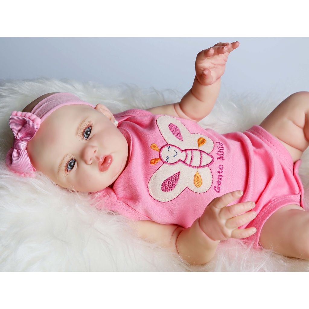 Boneca Bebê Reborn Abigail 48cm Corpo de Silicone
