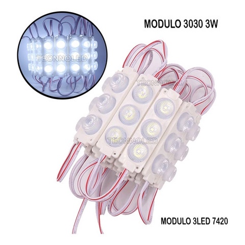 20 Modulo Led 3led 3030 12v 3w Branco Frio Tl0692 7420