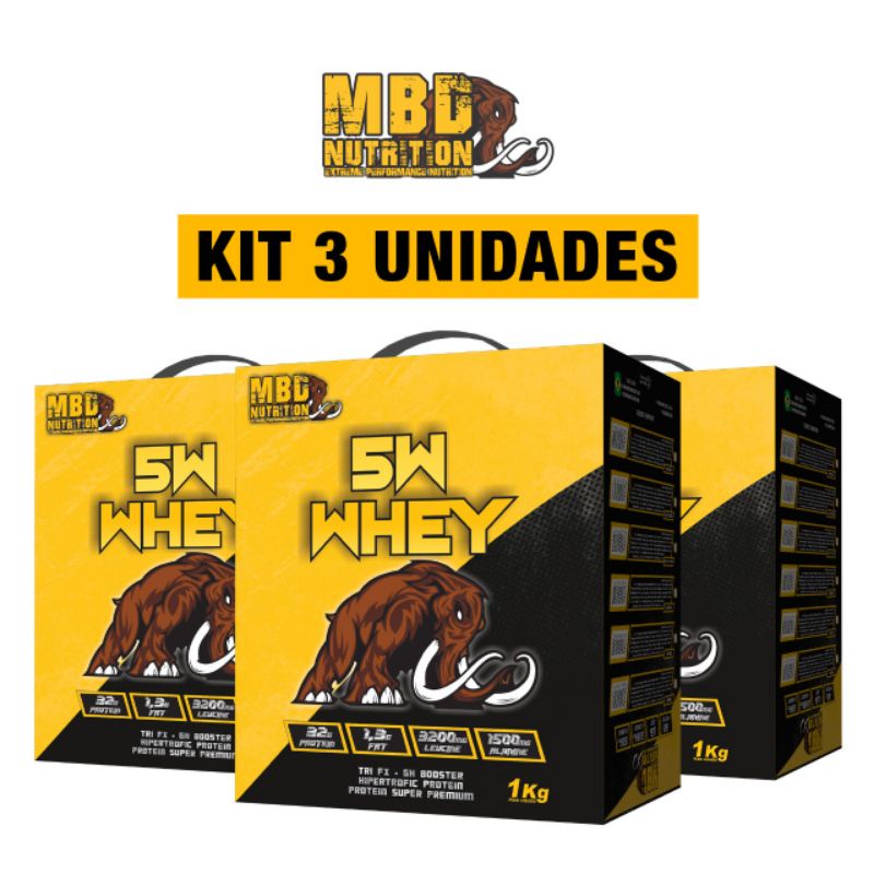 KIT 3 Whey Protein Premium De 1kg MBD NUTRITION (ATACADO)