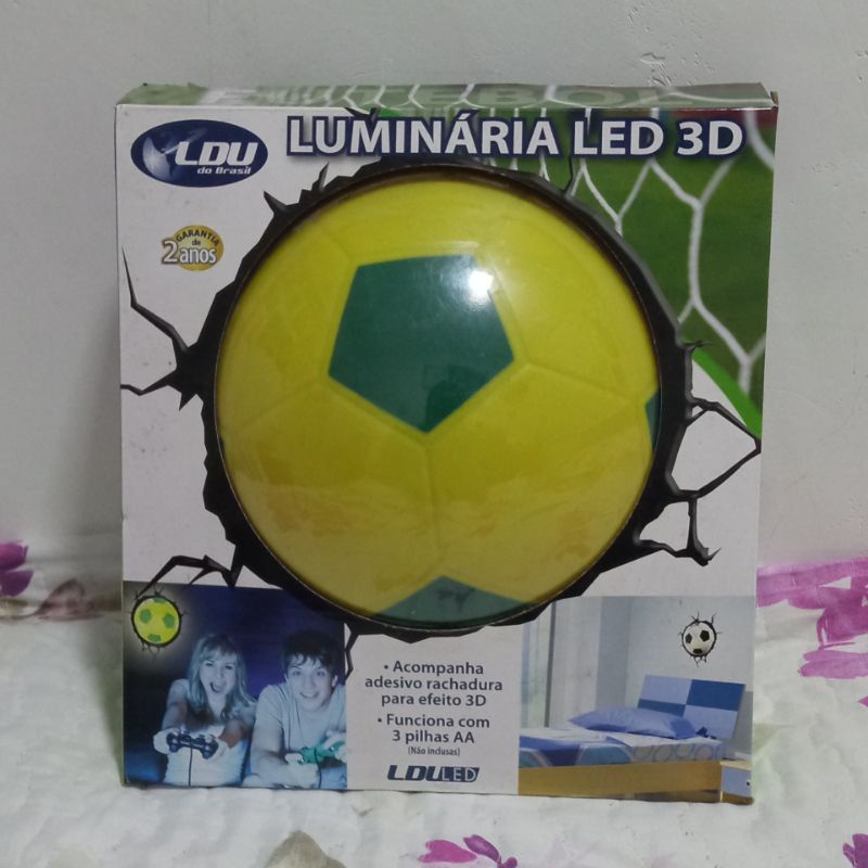 Luminária Bola de Futebol Verde e Amarela