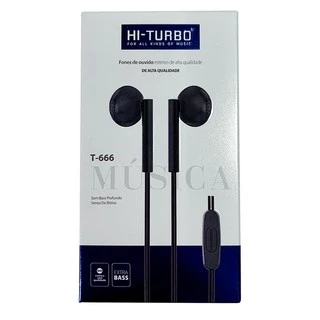 Fones de ouvido com fio TURBO T666, fones de ouvido universais com fio de 3,5 mm de alta qualidade