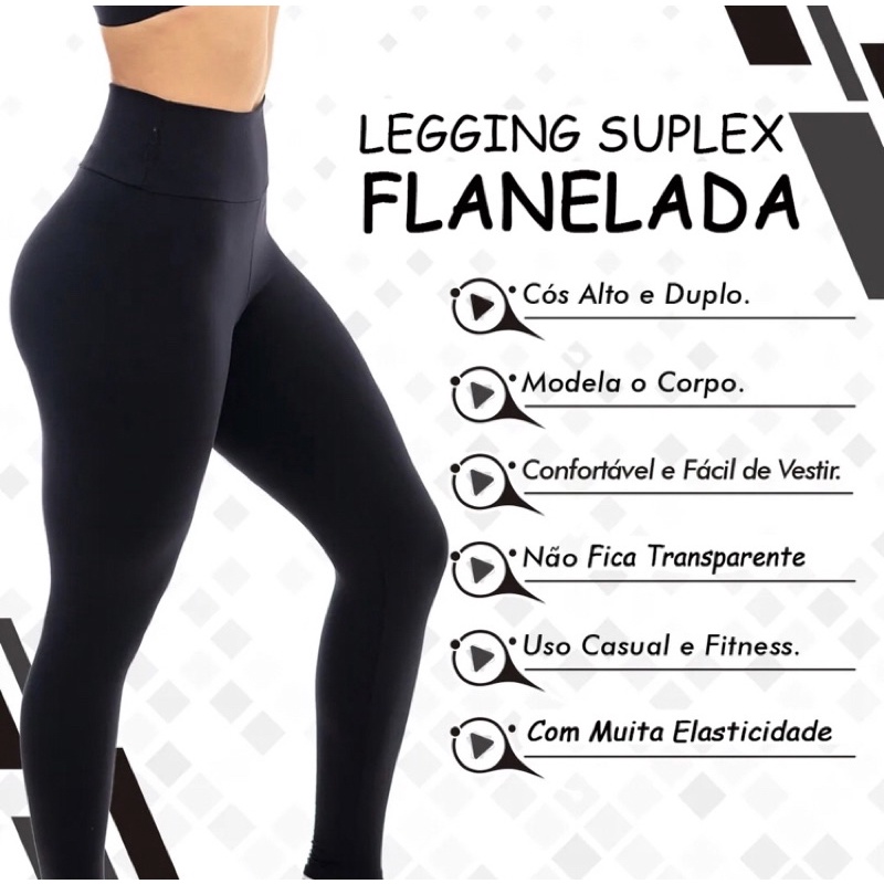 Calça Legging Flanelada Grossa Forrada Peluciada Termica Cintura Alta