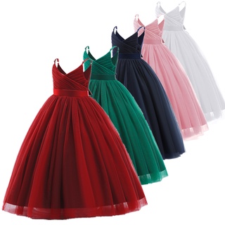 Vestido longo para adolescentes e meninas, vestido de princesa elegante,  vestido para meninas, vestido de festa, casamento, dama de honra, Azul, 3-4  Anos