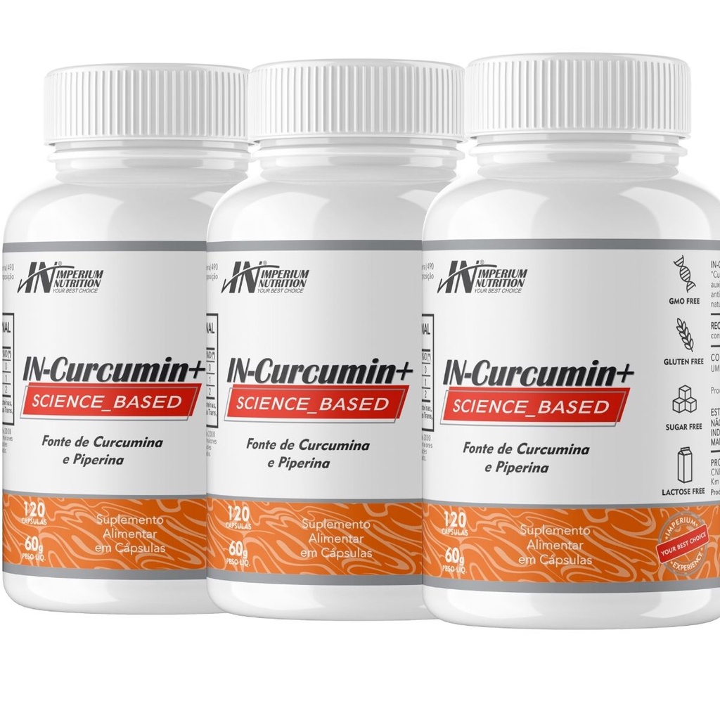 CURCUMINA + PIPERINA - IN-CURCUMIN+ (3X Cúrcuma com pimenta 360 Cáps ...