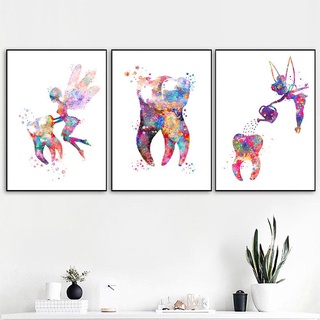 Quadros Decorativos Mosaico 3 Peças 30 x 40 cm odonto consultório dentista 003