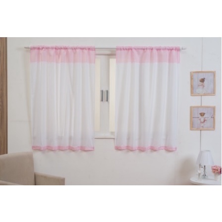 Cortina para quarto infantil/bebê rosa azul e branca 100%poliester