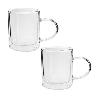 Conjunto De Caneca De Vidro Dupla Camada - 320ml - 02 Peças - AM3228