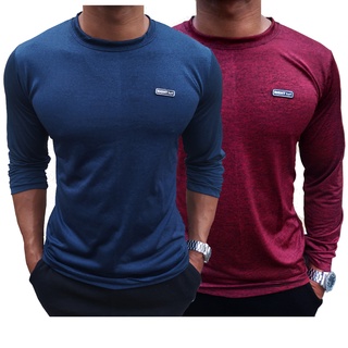 Kit 2 (duas) Camisas Masculinas Manga Longa Dry Fit Academia malha fria manga cumprida