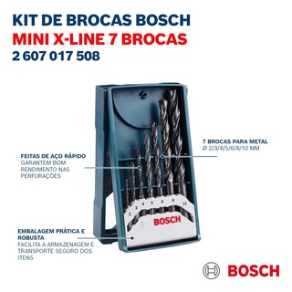 Jogo de Brocas Metal Bosch Mini X-Line 2-10mm (7 pçs)