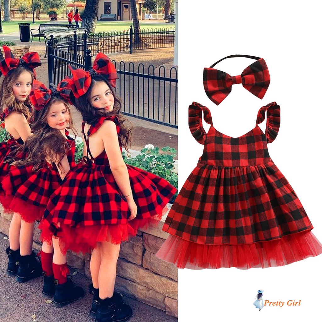 Vestido infantil xadrez vermelho junino - Mini Belas