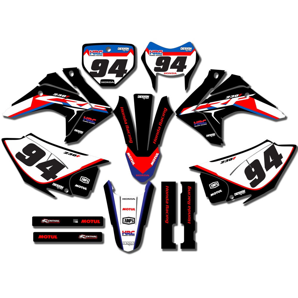 Kit Gráfico Adesivo Crf 230 0,20mm Moto Trilha Preto 2018