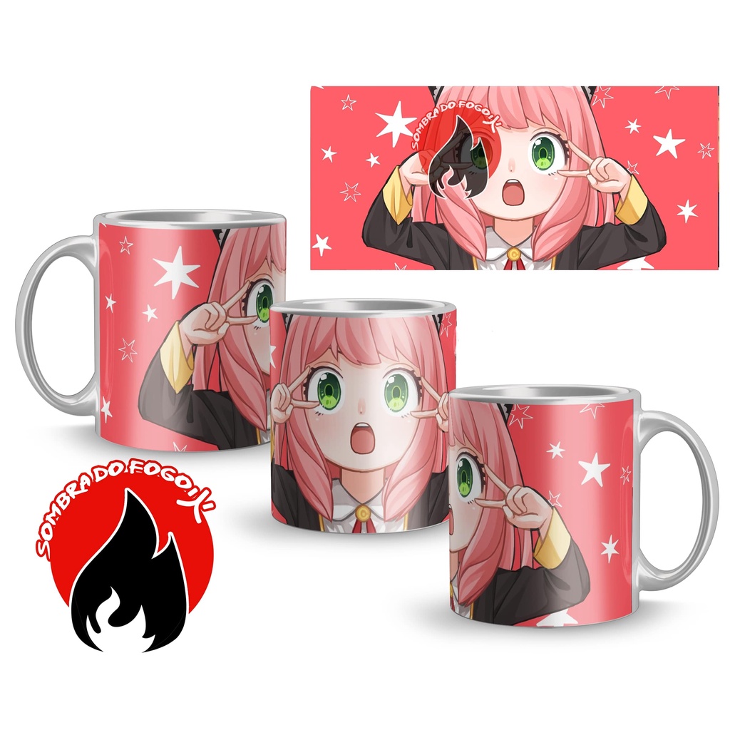 Caneca Anime Spy Family Anya Foger E Pochita Chainsaw Man