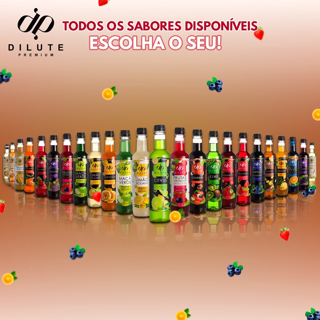 Xarope Dilute Premium 500ml todos os sabores xarope para gin e drinks Shopee Brasil