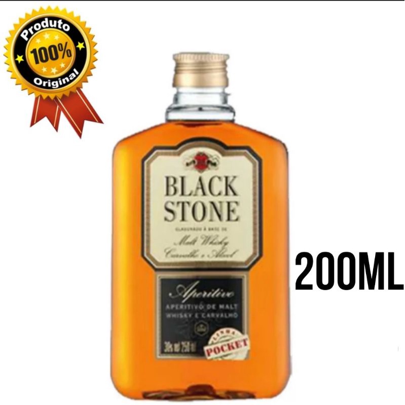 Mini Whisky Black Stone 200ml - Petaca Original Lacrado