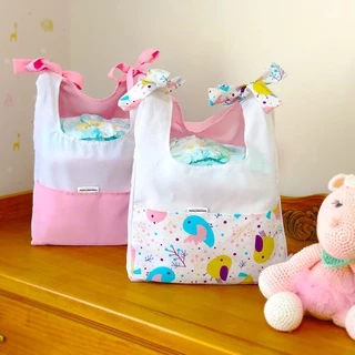 Porta Fraldas de Varão Pendurar Porta Treco Organizador Itens de Bebê Bolsos Decorativos 100% algodão