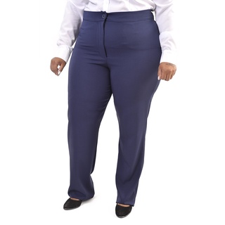 Calça Social Casual Feminina Plus Size Cintura Média Uniforme