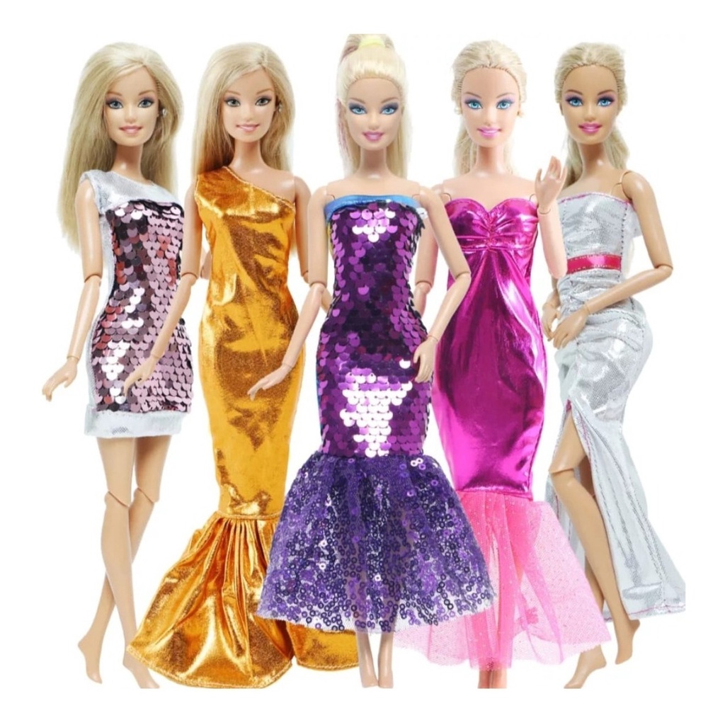 Kit 5 Roupinhas Para Boneca Barbie Mais 5 Pares de Sapatos, roupinhas e  sapatos de barbie 