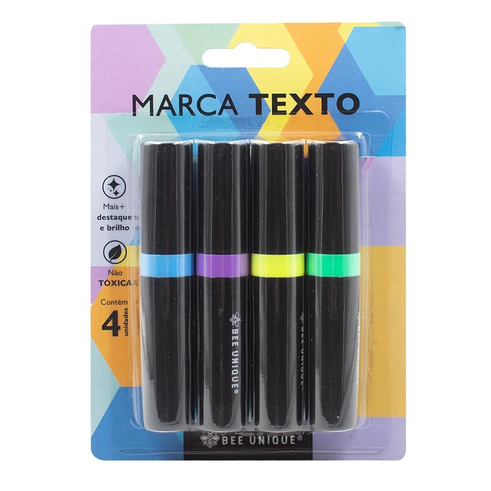 Marca Texto 4 Cores Bee Unique Mais Destaque E Brilho | Shopee Brasil