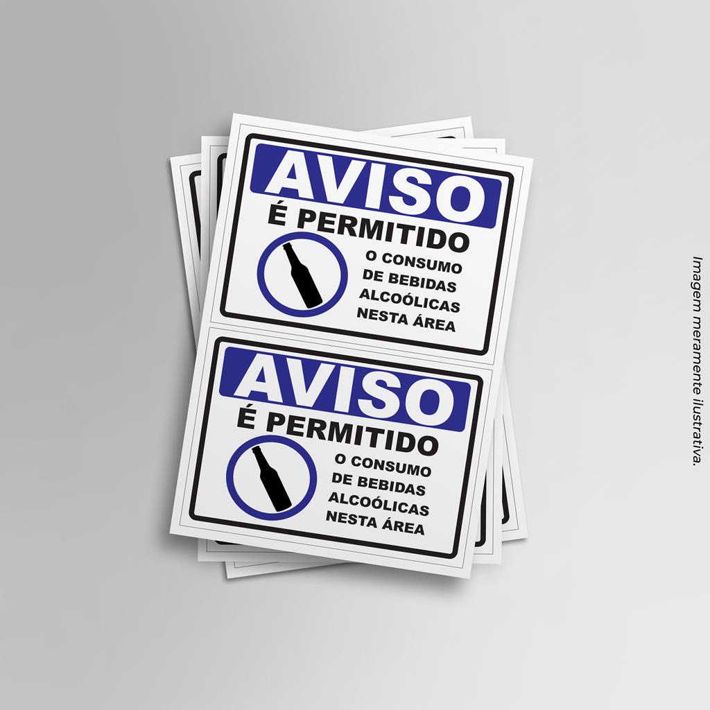 Adesivo Sinalizacao Permitido Bebida alcoolica nesta area 20cmX14cm ...