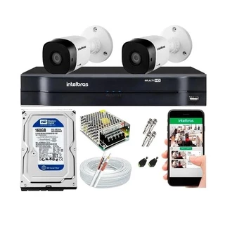 kit 2 camera de segurança monitoramento intelbras Completo
