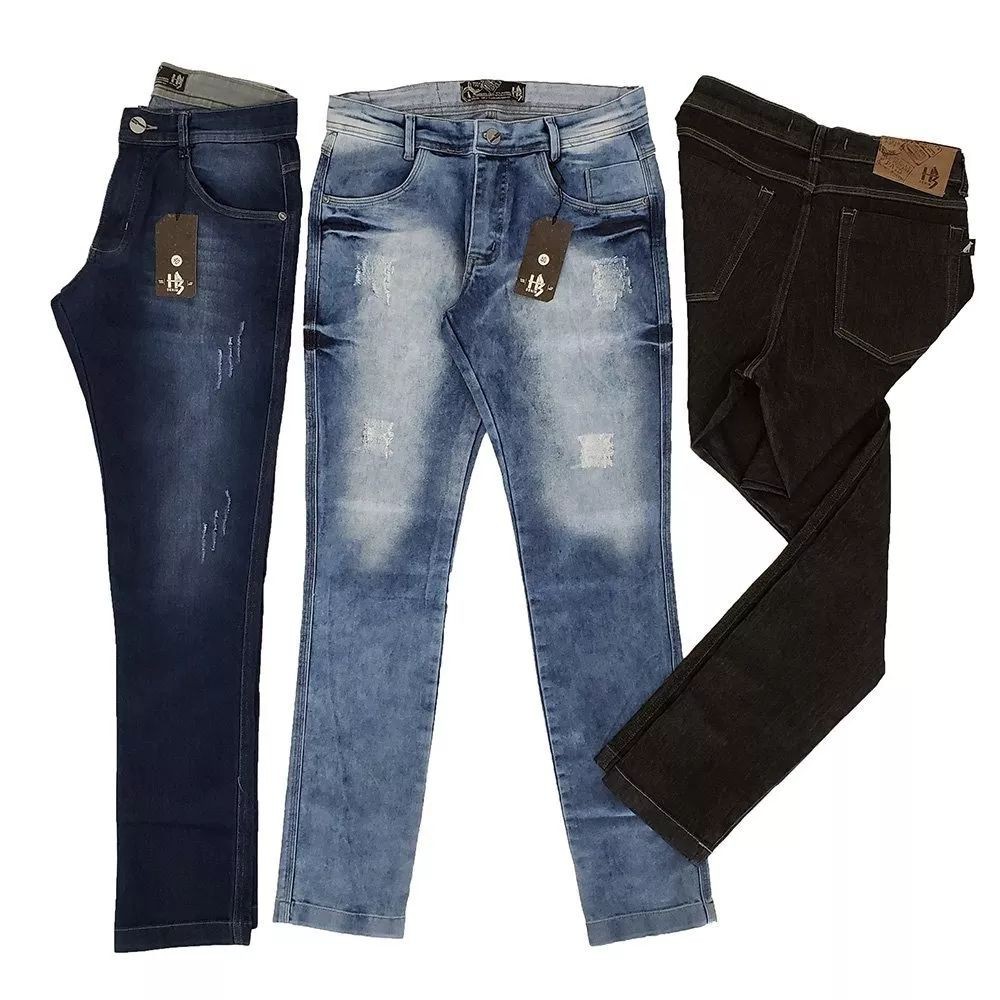 Kit 3 Calca Jeans Masculina Elastano Lycra Varios Modelos Alta Qualidade Aproveite