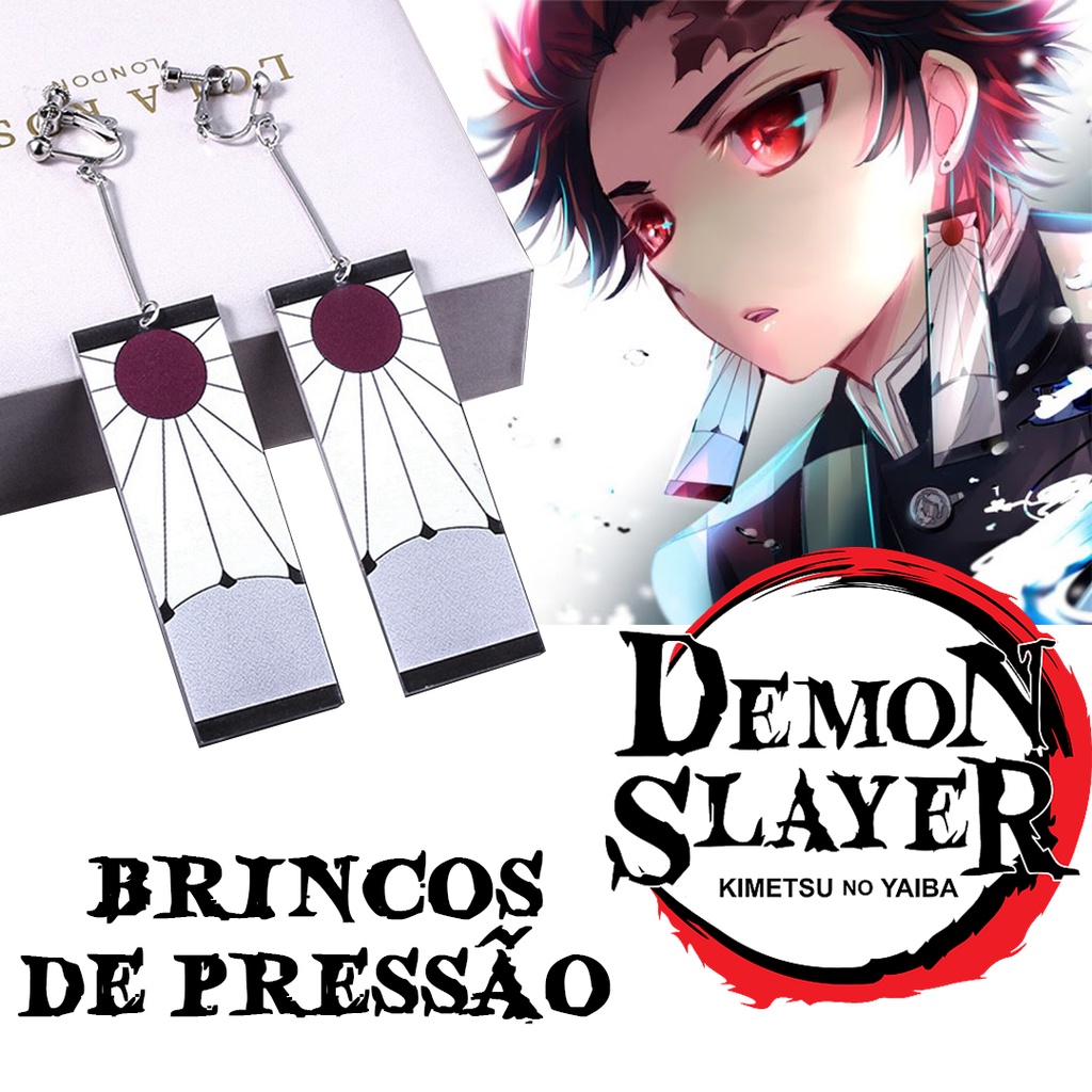 Brincos Tanjiro de prata esterlina 925, Anime Demon Slayer