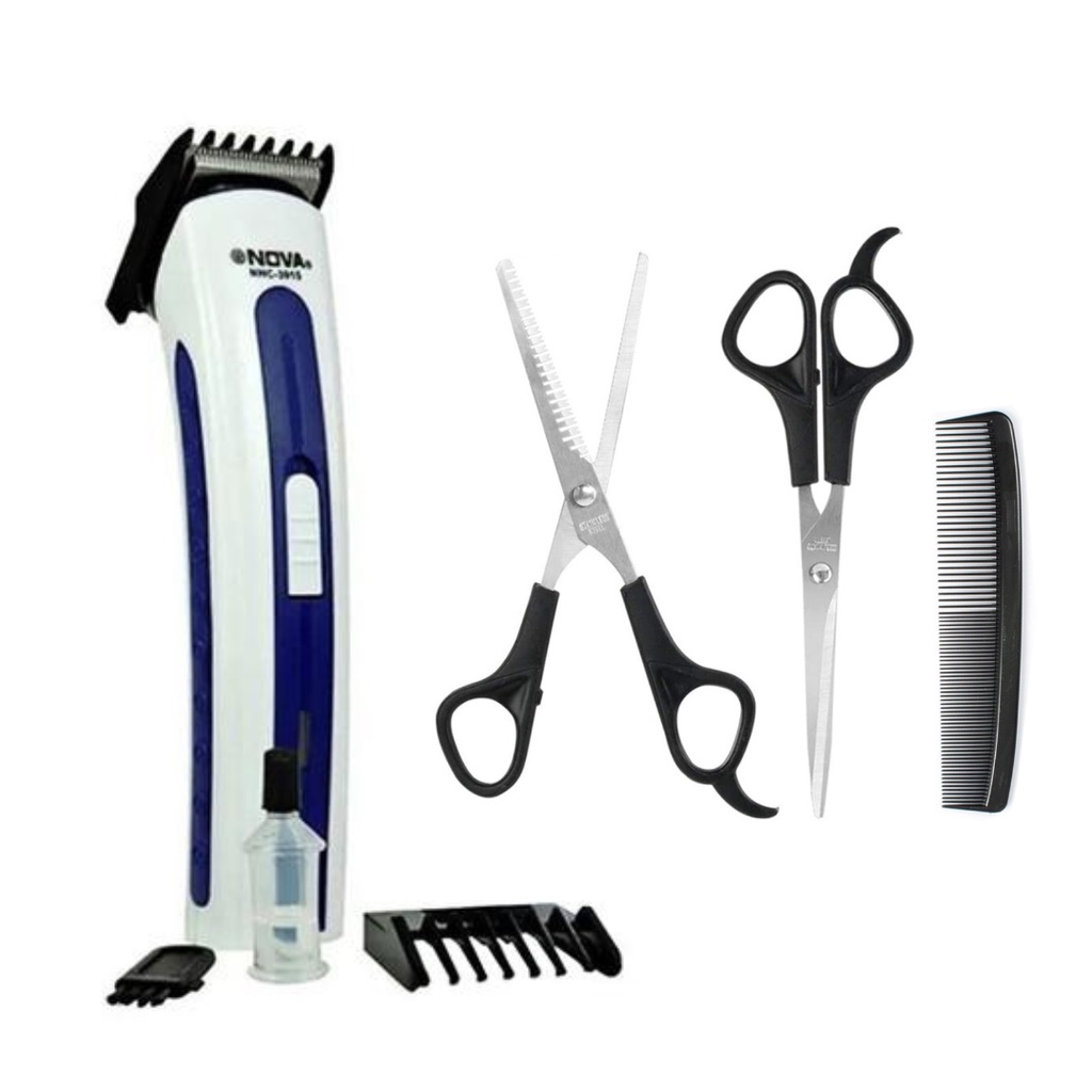 Kit Máquina Para Cortar Cabelo Com Tesouras de Corte Liso e Desfiar e ...
