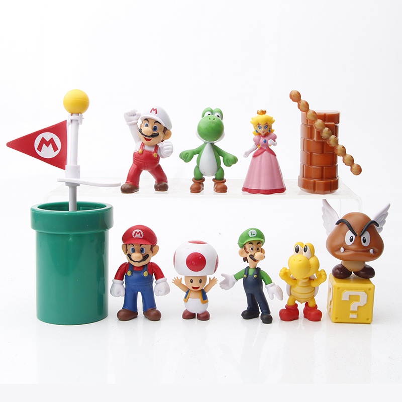 18pcs Super Mario Bros Figuras de Ação Brinquedos Set Jogo