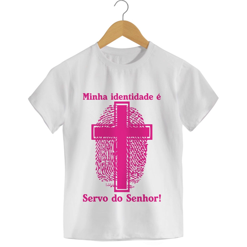 Camisa Religiosa Infantil Minha identidade é Servo do senhor Rosa